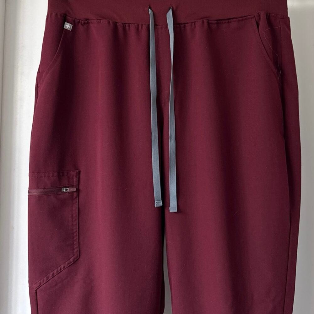 Figs High Waisted Zamora Jogger Scrub Pants Women's XXL Maroon *EUC - Picture 4 of 7